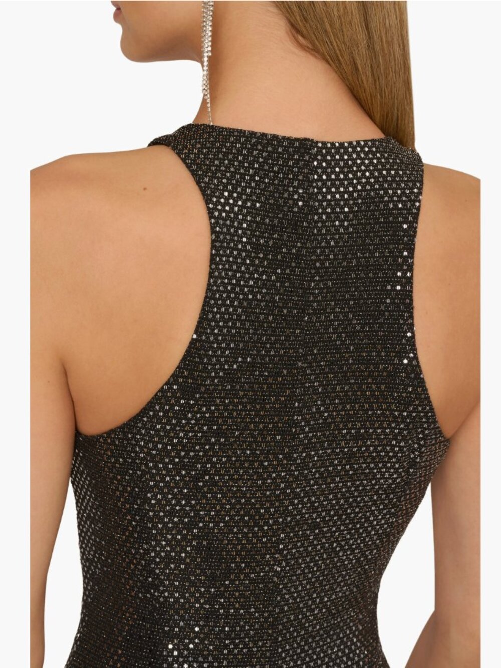 Adrianna Papell Black Sequined U-Wire Halter Tunic Top - Size 4 - Picture 6 of 10